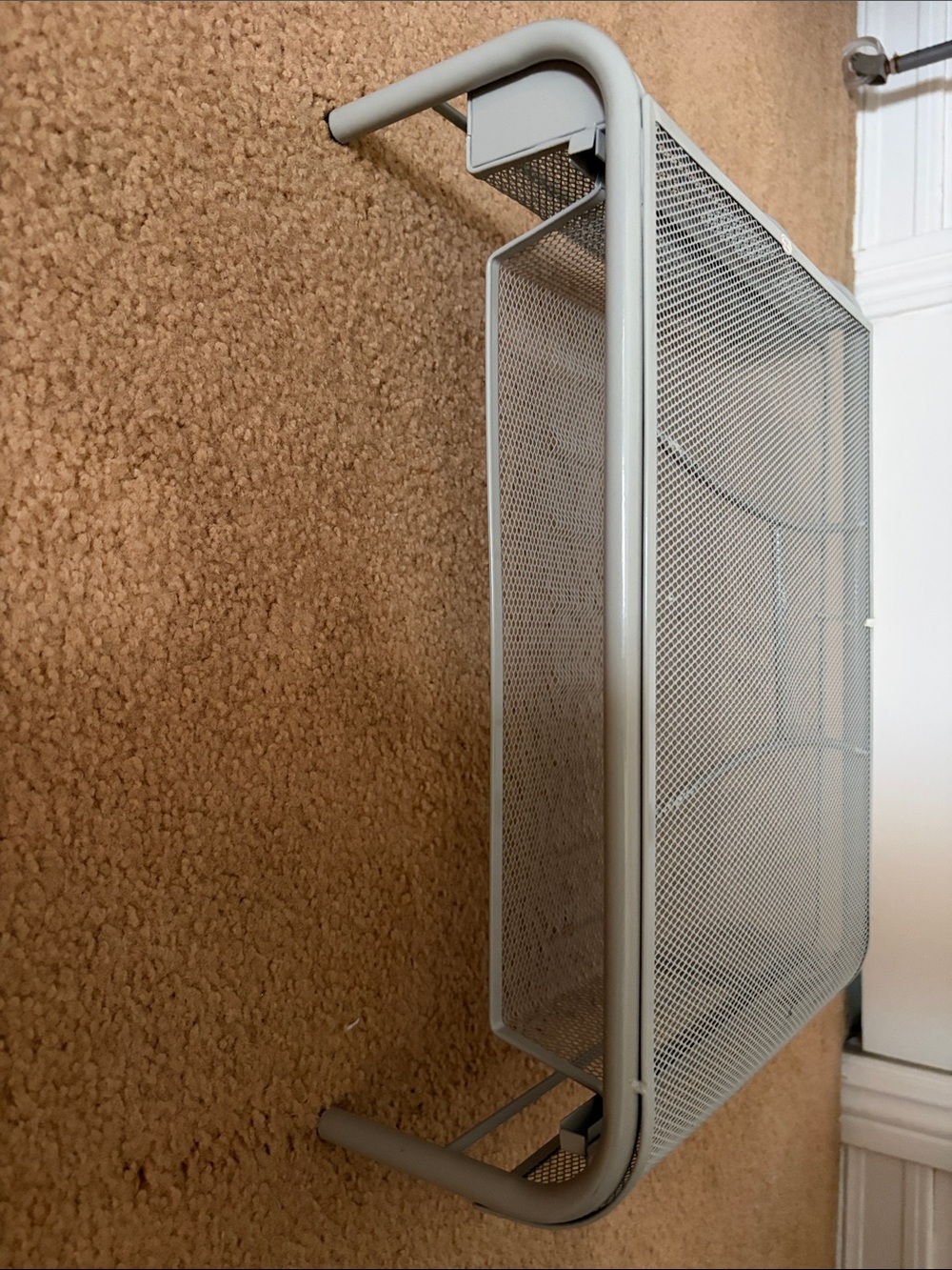 Light Gray Mesh Monitor Stand and Desk Storage Shelf With Drawer